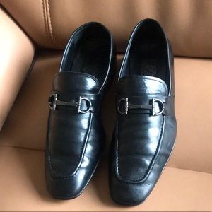 SALVATORE FERRAGAMO MENS SLIP ON LEATHER SHOES MADE IN ITALY